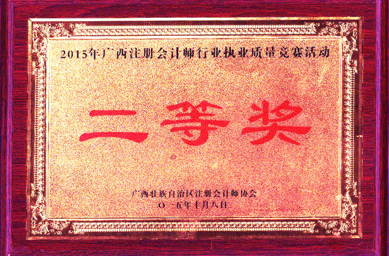 2015年執(zhí)業(yè)質(zhì)量二等獎